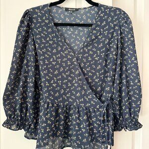 Madewell Puff Sleeve Peplum Wrap Top